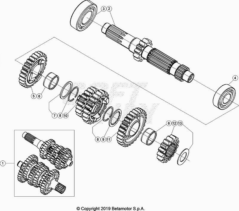 Spare part for BETA 300  ENDURO RR 300 2T 2021 - Boite de vitesses