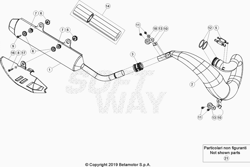 Spare parts for BETA 300  ENDURO RR 300 2T 2021 - Echappement