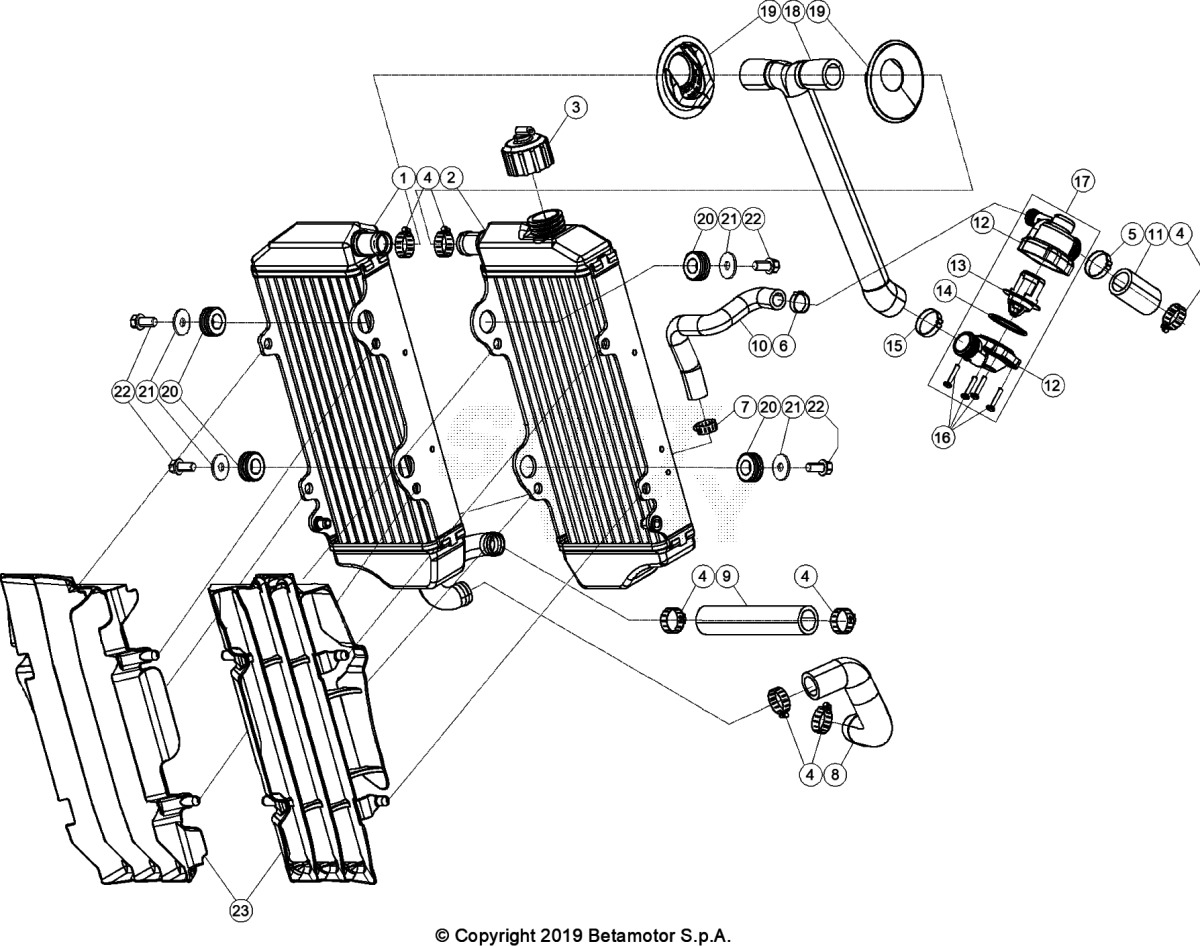 Spare parts for BETA 300  ENDURO RR 300 2T 2021 - Radiateurs