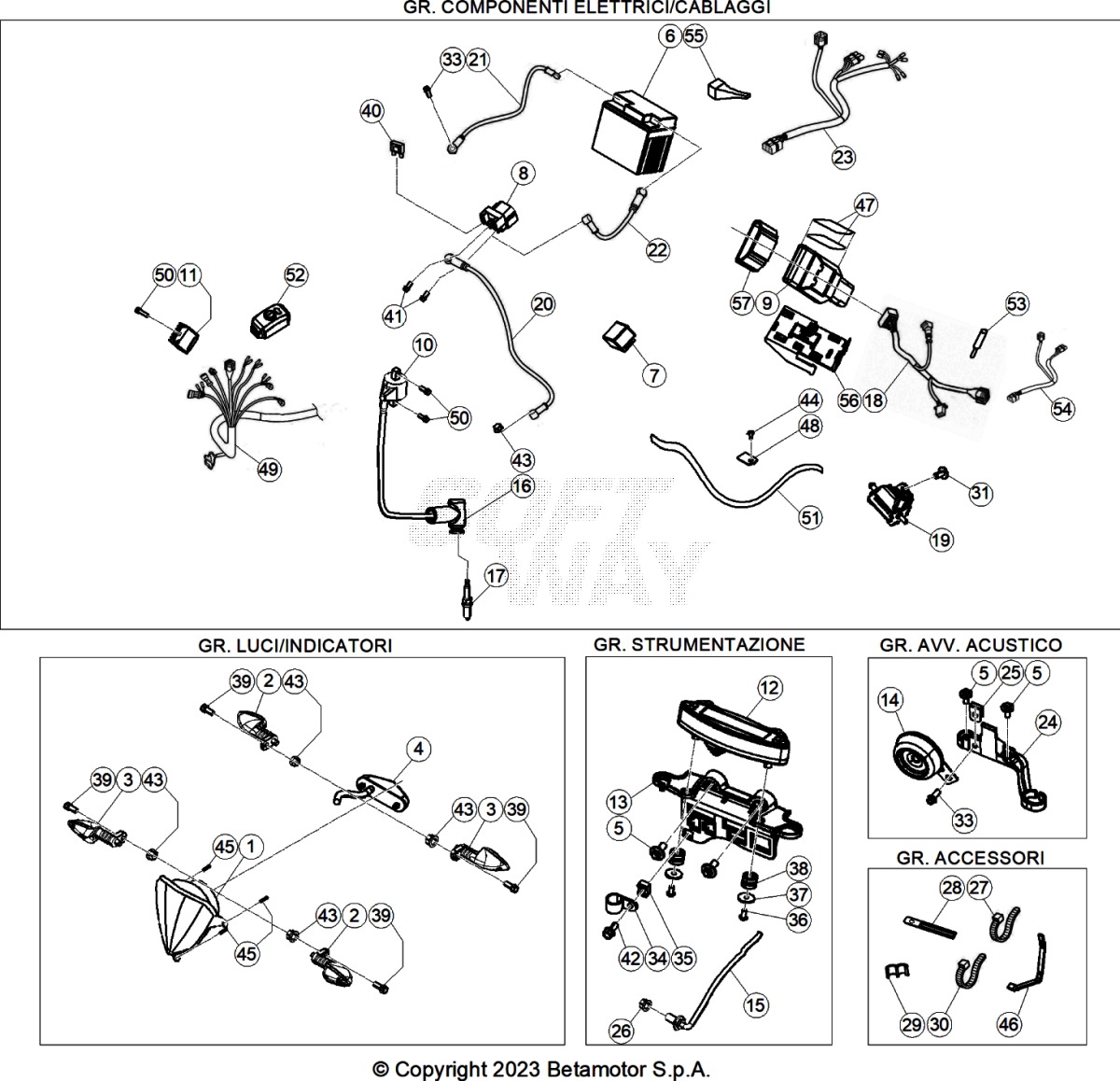 Spare parts for BETA 300  ENDURO RR 300 2T 2021 - Installation électrique