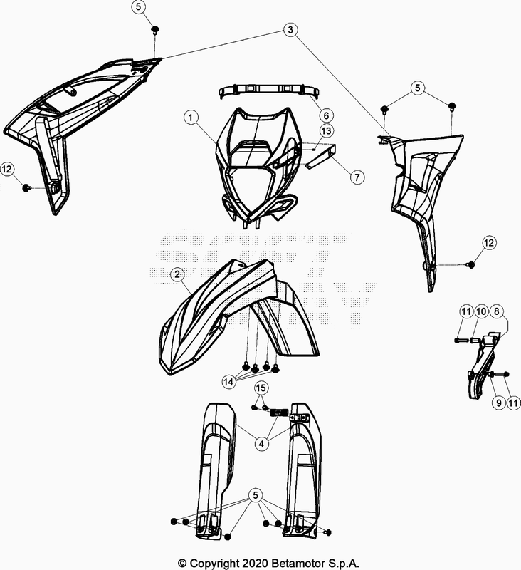 Spare parts for BETA 300  ENDURO RR 300 2T 2021 - Plastiques-Reservoir-Selle