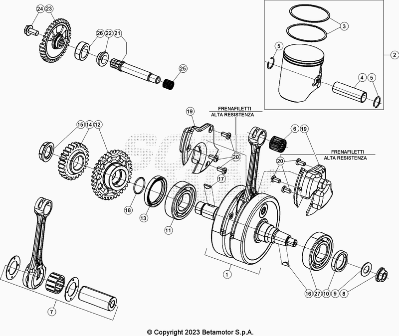 Spare part for BETA 300  ENDURO RR 300 2T RACING 2024 - Vilebrequin-Piston-Contre-arbre