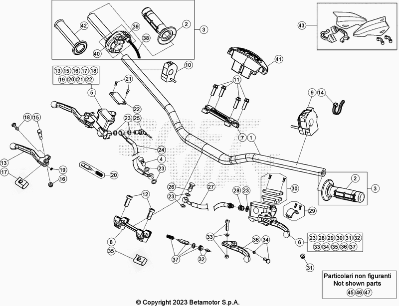 Spare parts for BETA 300  ENDURO RR 300 2T RACING 2024 - Commandes-Guidon