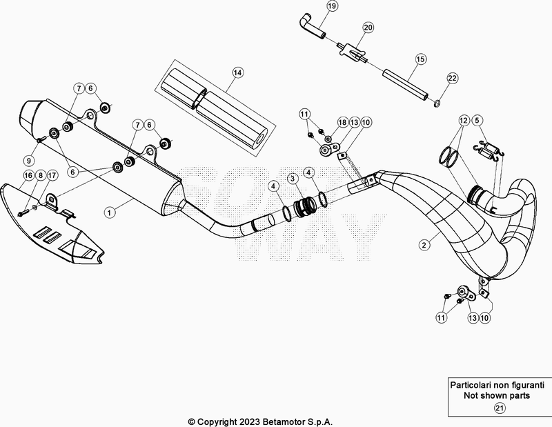 Spare parts for BETA 300  ENDURO RR 300 2T RACING 2024 - Echappement
