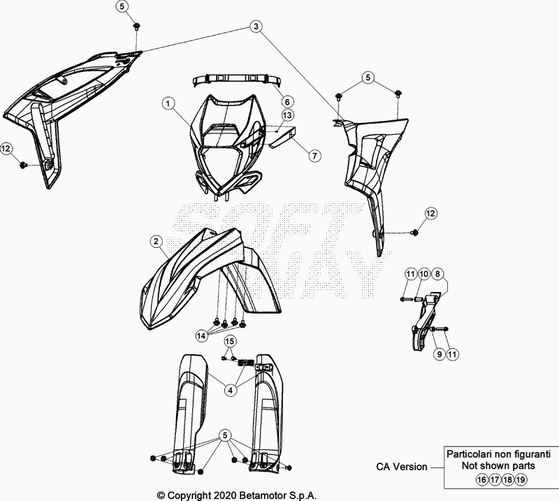 Spare parts for BETA 300  ENDURO RR 300 2T RACING 2024 - Plastiques-Reservoir-Selle